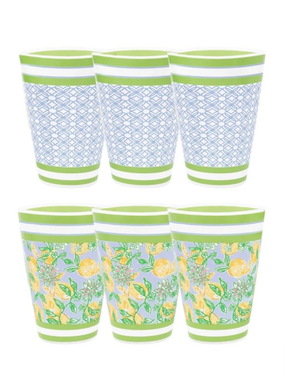 Lilly Pulitzer Pool Side Cups Set Of 6 Unopened Package Make Lemonade Print NWT